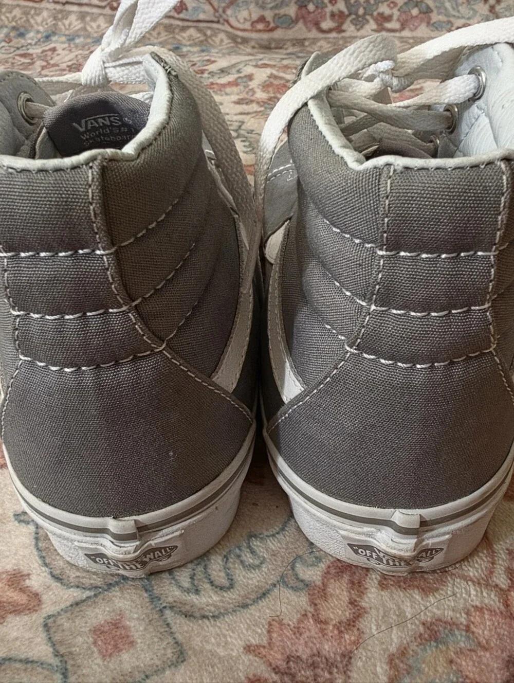 Vans Gray High-Top Skate Sneakers with White Stripe